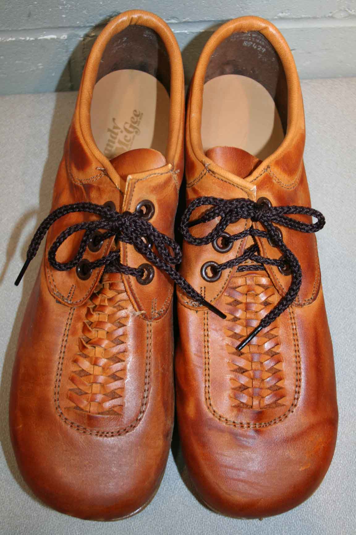 12 New Mens Vtg 70s NOS Braided Brown Leather Wedge Heel Platform ...